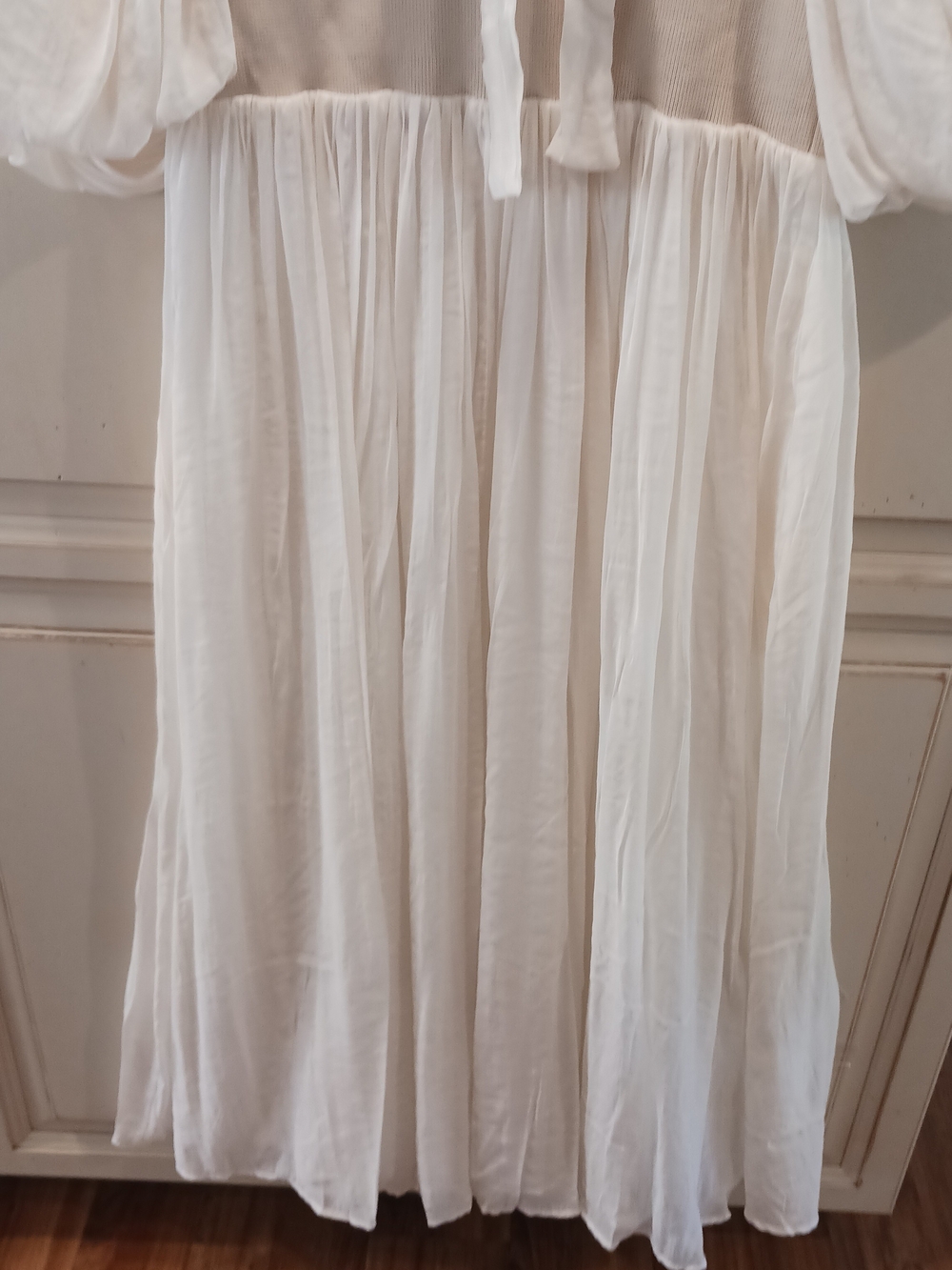 Flowy Ivory Puff Sleeve Midi Dress Maxi - Picture 5 of 7